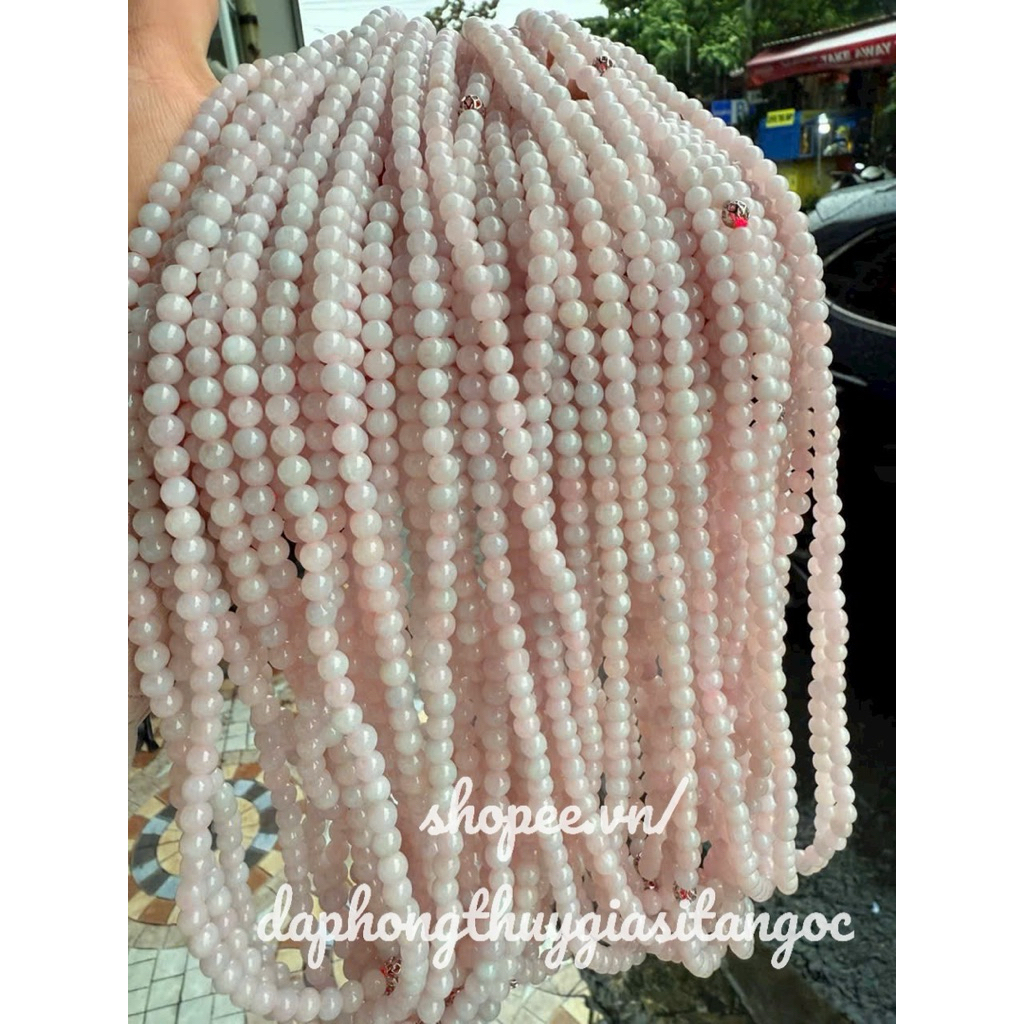 Jadite 5A Svip สร้อยคอหินอ่อนสีชมพู ขนาด 6mm สินค้า Kiem Dinh