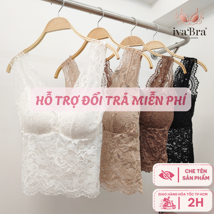 ชุดชั้นในสตรีคุณภาพสูงลูกไม้นุ่ม French Crop Top สวยกลับ Camisole ดอกไม้ลูกไม้เบาะ BRAREM