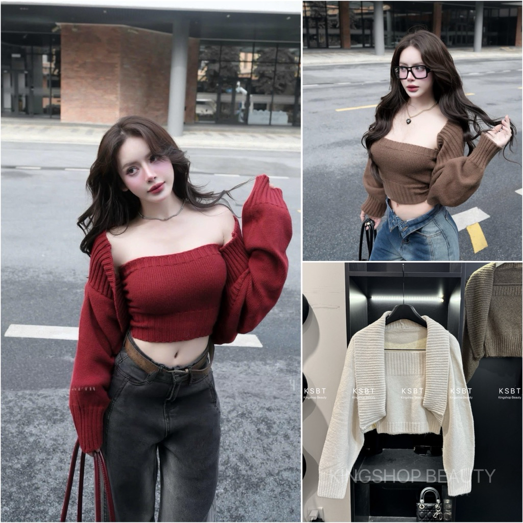 •Kingshopbeauty•เสื้อเกาะอกผ้าวูลพร้อมแจ็คเก็ต CDG Hot QC [L99]