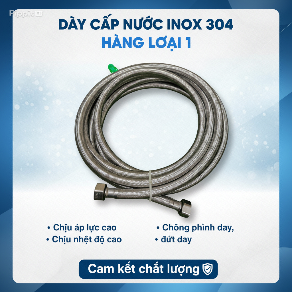 สายจ่ายน้ําสแตนเลส 304 ทนความร้อนยาว 80cm, 1m, 1m2, 1m5, 2m, 3m, 4m, 5m & ขอขึ้นไป