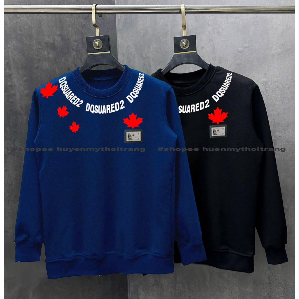 เสื้อสเวตเตอร์ชายและหญิง DQS พร้อมสร้อยคอใบไม้สีแดง 3 ใบ รุ่นมาตรฐานพร้อมโลโก้เหล็ก - เสื้อสเวตเตอร์