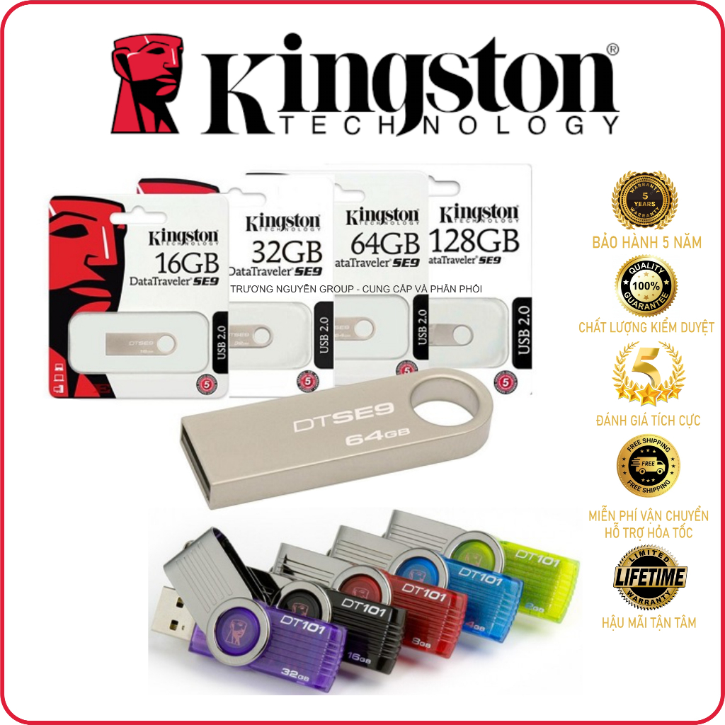 Kingston Usb 5 ปี 128g 64gb 32gb 16gb 8gb 4gb 2gb ขนาดกะทัดรัด Dtse9 Dt101 Cz33 U202 DATA TRAVELER
