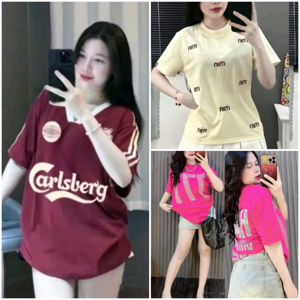 COMBO 3 เสื้อยืดผู้หญิง " RED CARBER + MIN BE + 777 SEN " เสื้อยืดทรงหลวมผู้หญิงคอกลม