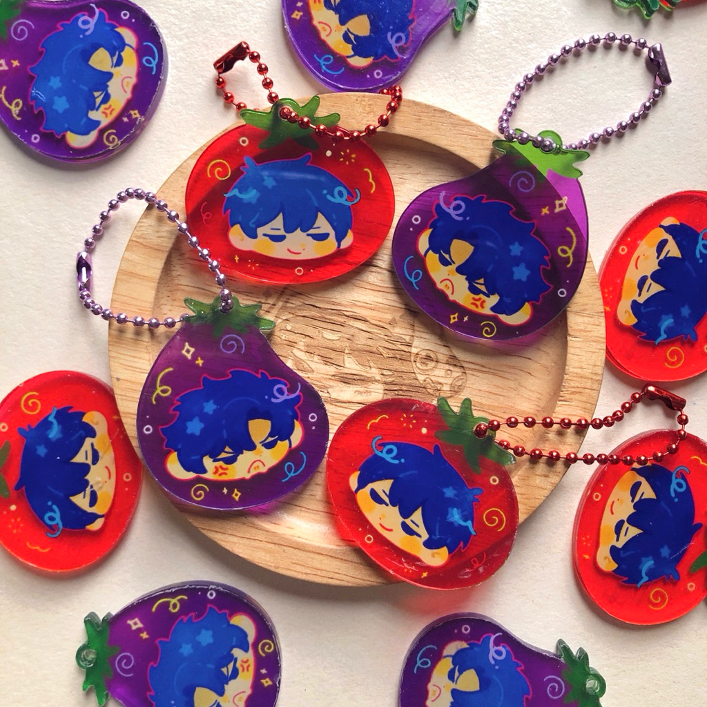 ORV - พวงกุญแจมะเขือเทศและมะเขือยาวขนาด 3 ซม. น่ารัก s1tg