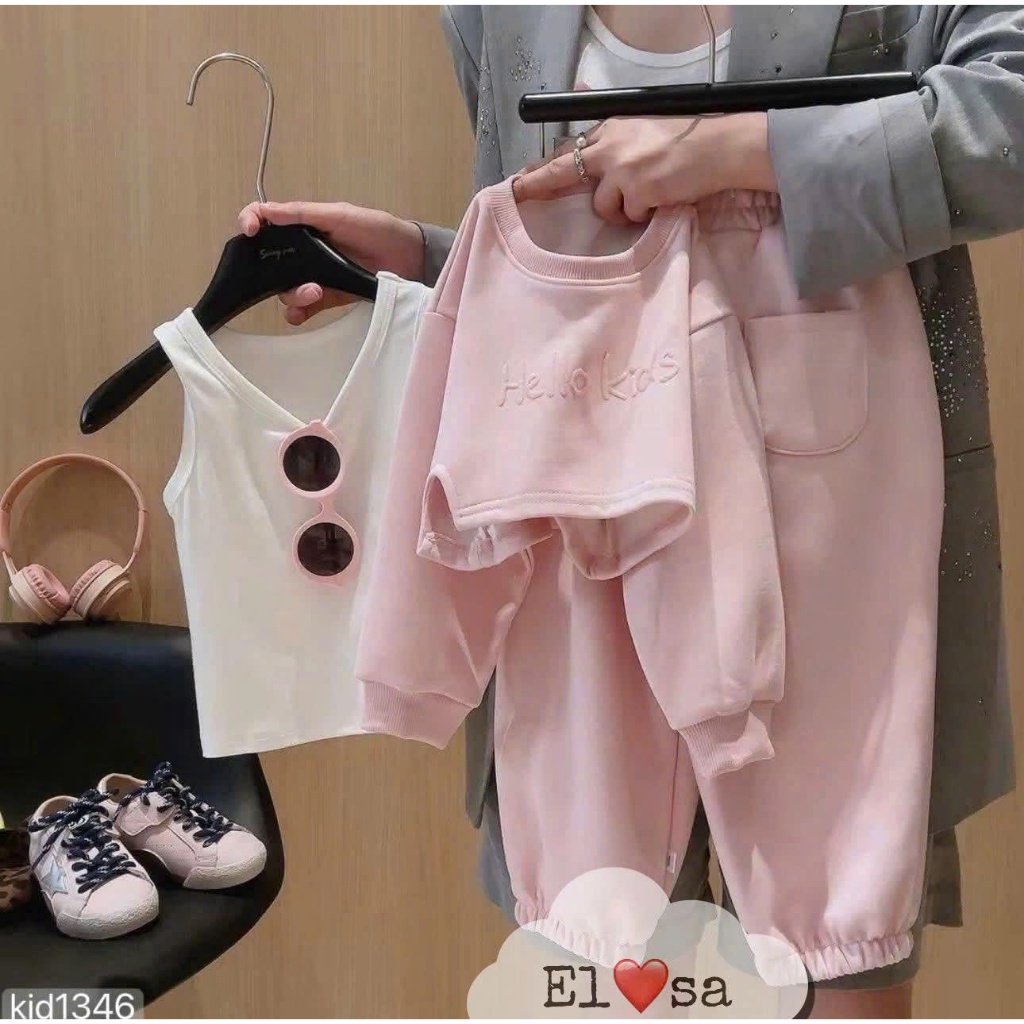 เสื้อผ้าเด็กผู้หญิง - SUPER BEAUTIFUL 3-DETAILED FELT SET (กางเกงไม่มีกระเป๋า) สําหรับ CHILDREN 1-8 ปี OLD