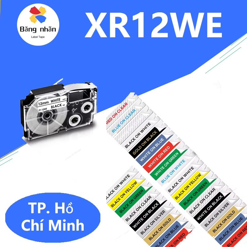 Casio XR12WE XR 12WE XR 9WE XR9WE XR6WE เทปฉลากสําหรับเครื่องพิมพ์ฉลาก Casio KL 120 KL 60 KL 820 KL 
