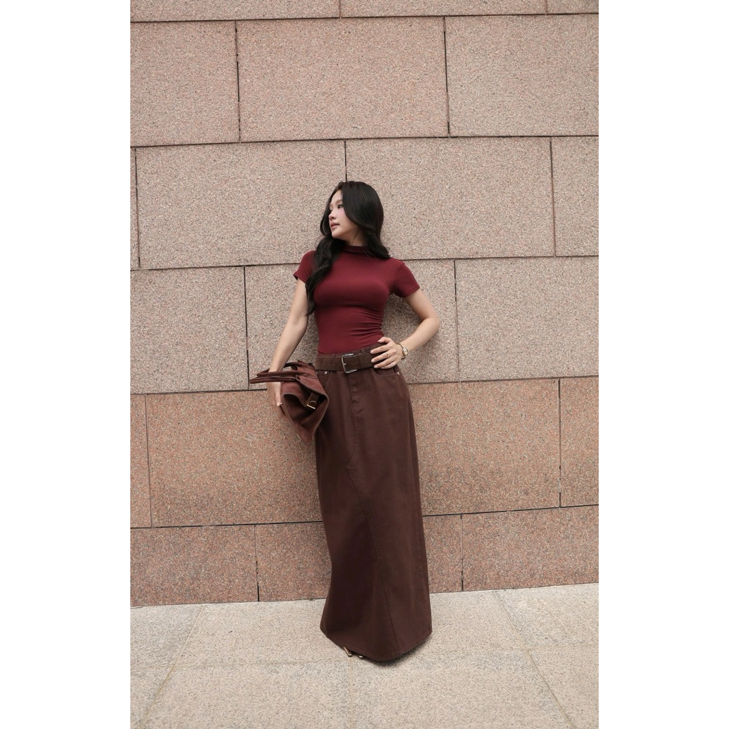 COCOBEBE LONG BROWN JEAN SKIRT