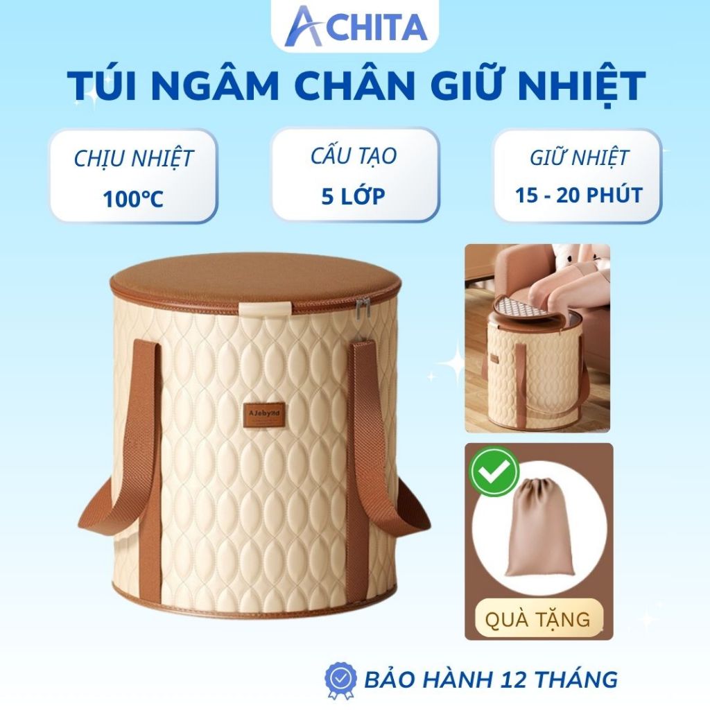 ACHITA กระเป๋าแช่เท้าพับได้ 5 ชั้น มีทนความร้อนสูง เก็บน้ําอุ่นได้นาน กะละมังแช่เท้า ไม่ต้องกังวลเรื