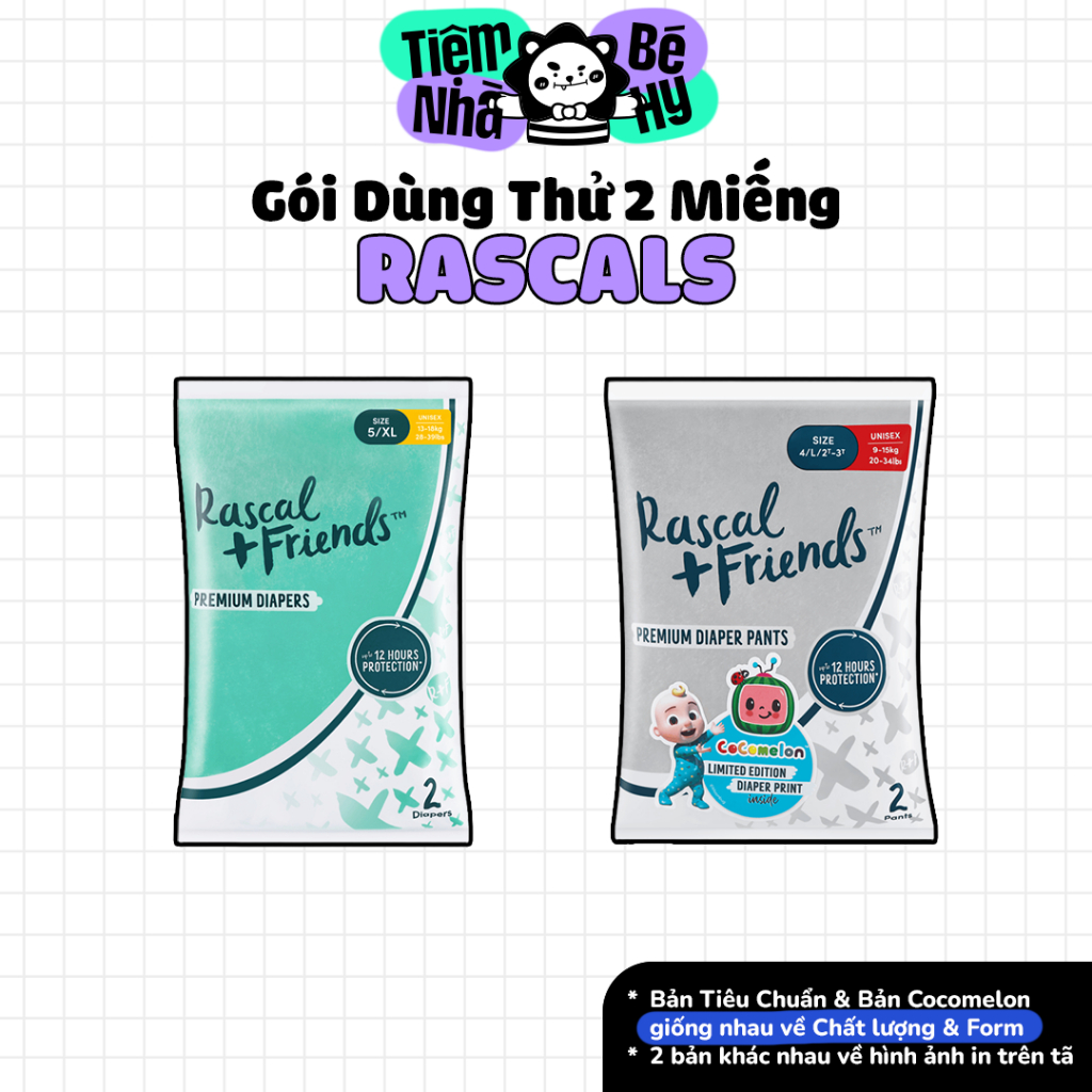 [แพ็คทดลอง 2 ชิ้น] ผ้าอ้อม Rascal Friends พรีเมี่ยมนิวซีแลนด์สําหรับทารก - Rascals Super Absorbent ผ้าอ้อม - Tiemnhabehy