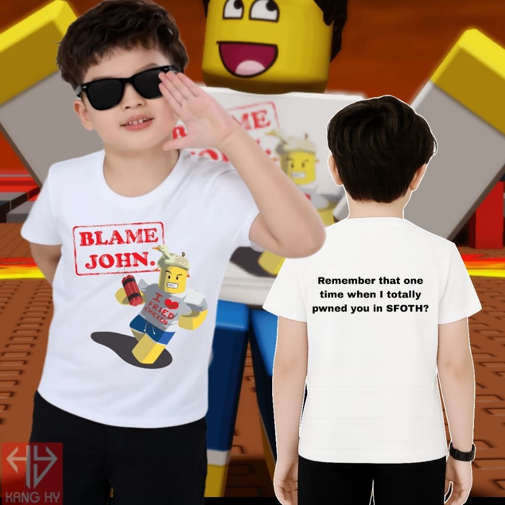 Roblox Sedletsky Blame John เสื้อยืด I Love ไก่ทอด สไตล์เกมสนุก F828