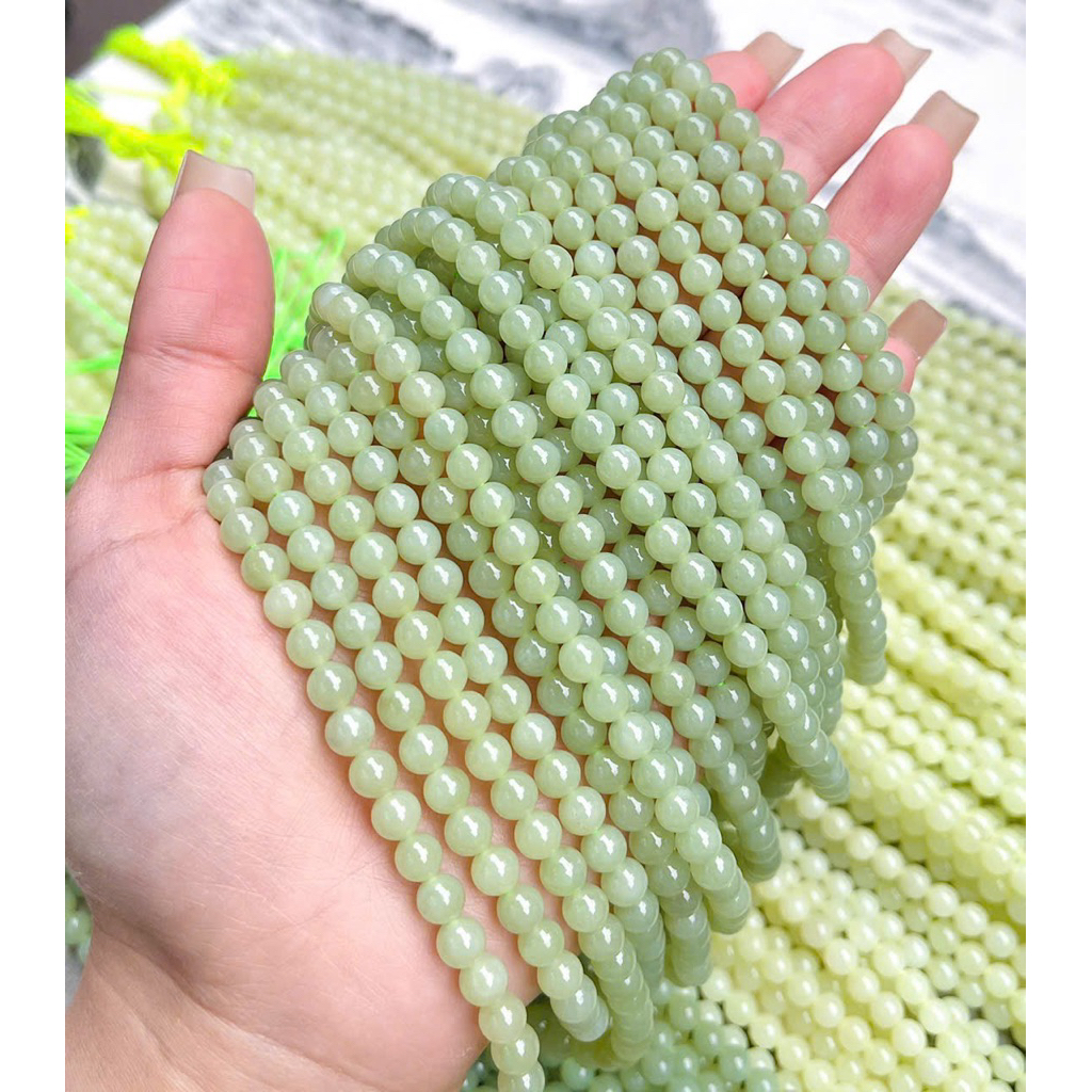 (แถมโซ่สํารอง) สร้อยคอหยก Hoa Dien 6mm