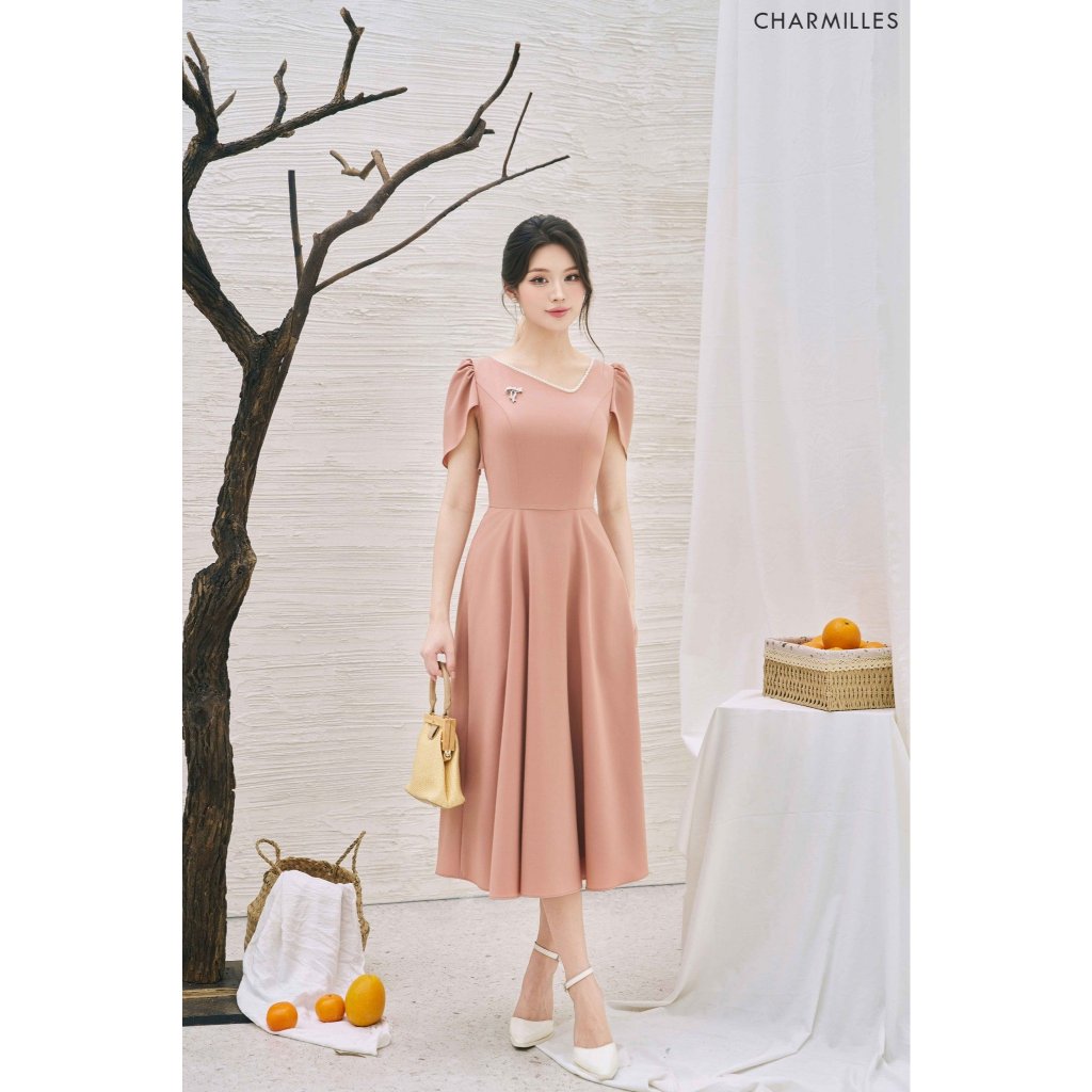 ชุดเดรส Charmilles คอปกจับจีบ - 25MD160NH