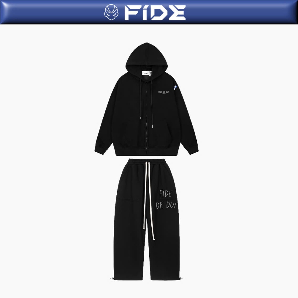 [HOT] FIDÉ zip Hoodie Set ทําจาก PC ผ้าคอตตอน ทรงหลวม unisex สําหรับผู้ชายและผู้หญิง กันแดด CBZ05
