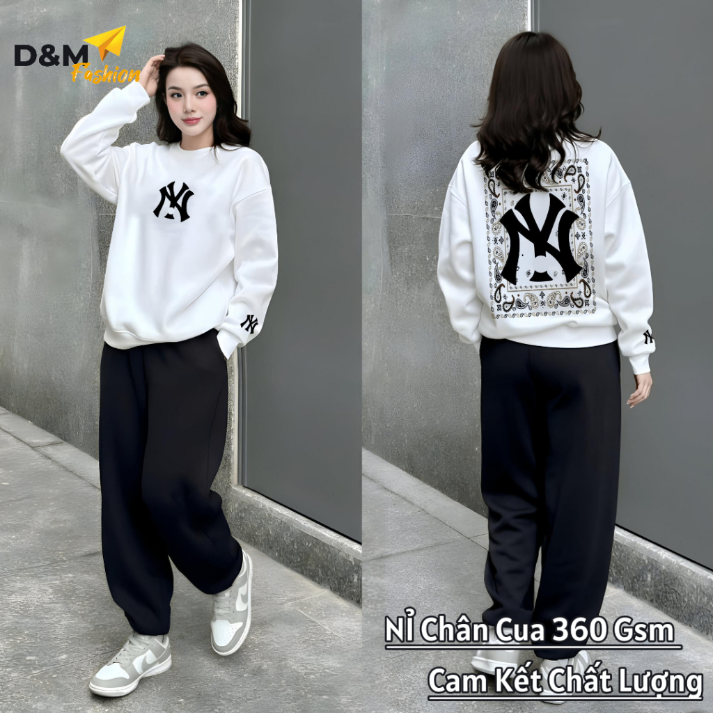 [ผลิตภัณฑ์ดีๆ] NY เสื้อกันหนาวพิมพ์ลาย Unisex ผ้าสักหลาดขาปูคุณภาพสูง 360gsm ไม่มี Ruffles, HD034