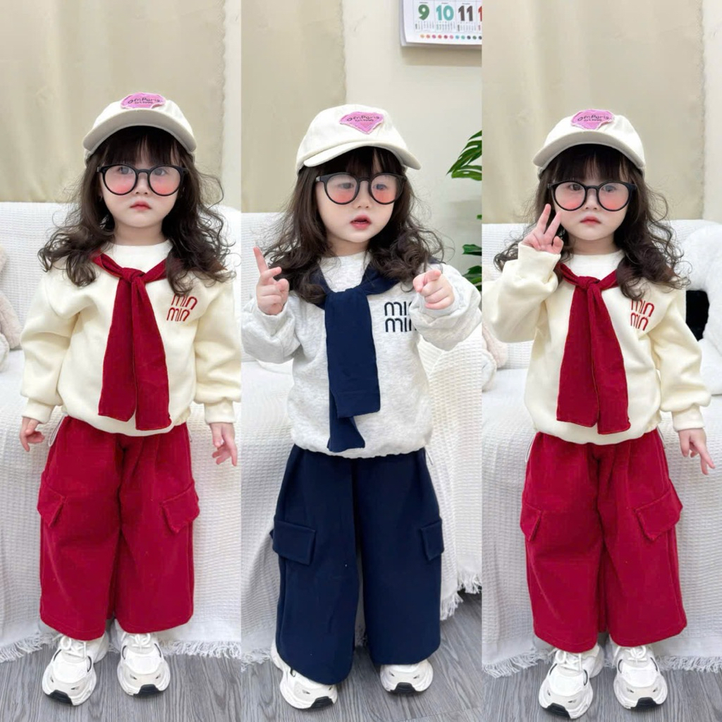 MINMIN FELT SET WITH SCARF, PANTS, BOX BAG