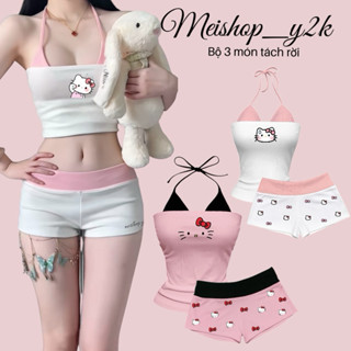 [WITH FOAM] ชุด 3 ชิ้นยืด รวมถึงเสื้อบิกินี่ เสื้อเกาะอก กาง…