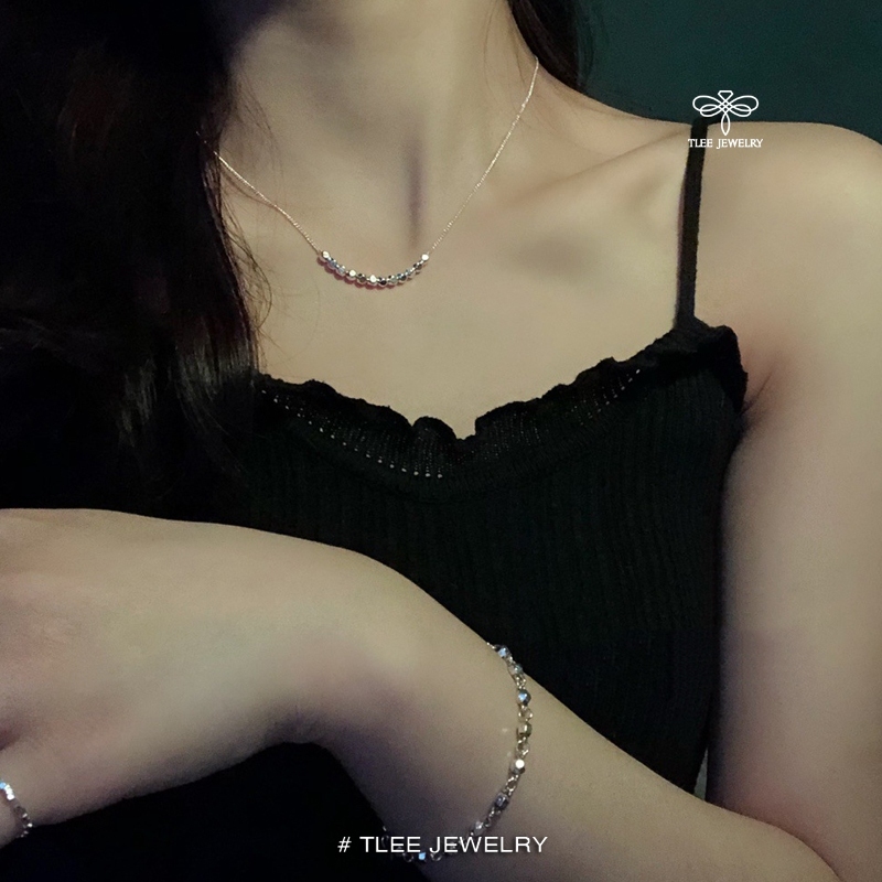 [Peinn]สร้อยคอเงินผู้หญิง สร้อยคอแถบบอลมิลล์หกเหลี่ยมอนุกรม D0350