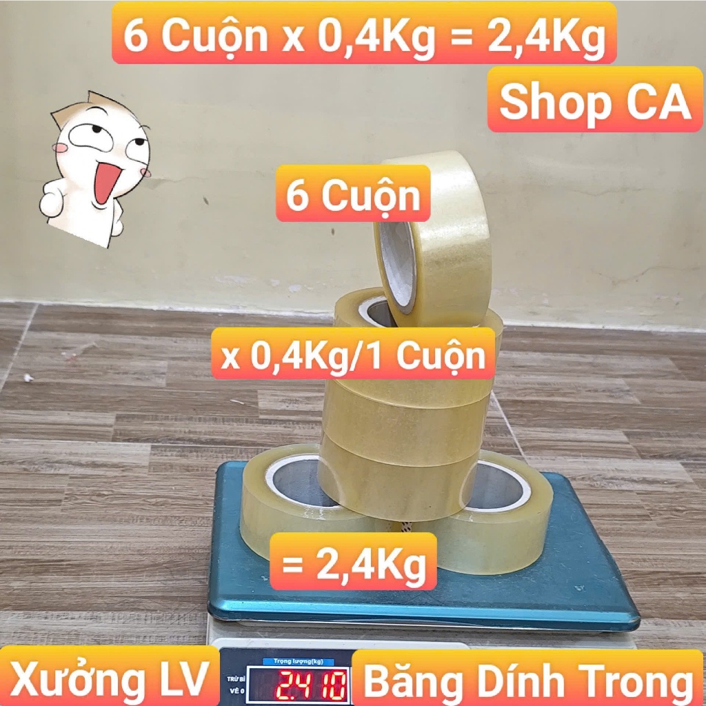 ComBo เทปกาวใส 6 ม้วน 0.4Kg/1 ม้วน 6 ม้วน x 0.4Kg = 4.2Kg สุดประหยัด [TTCA]