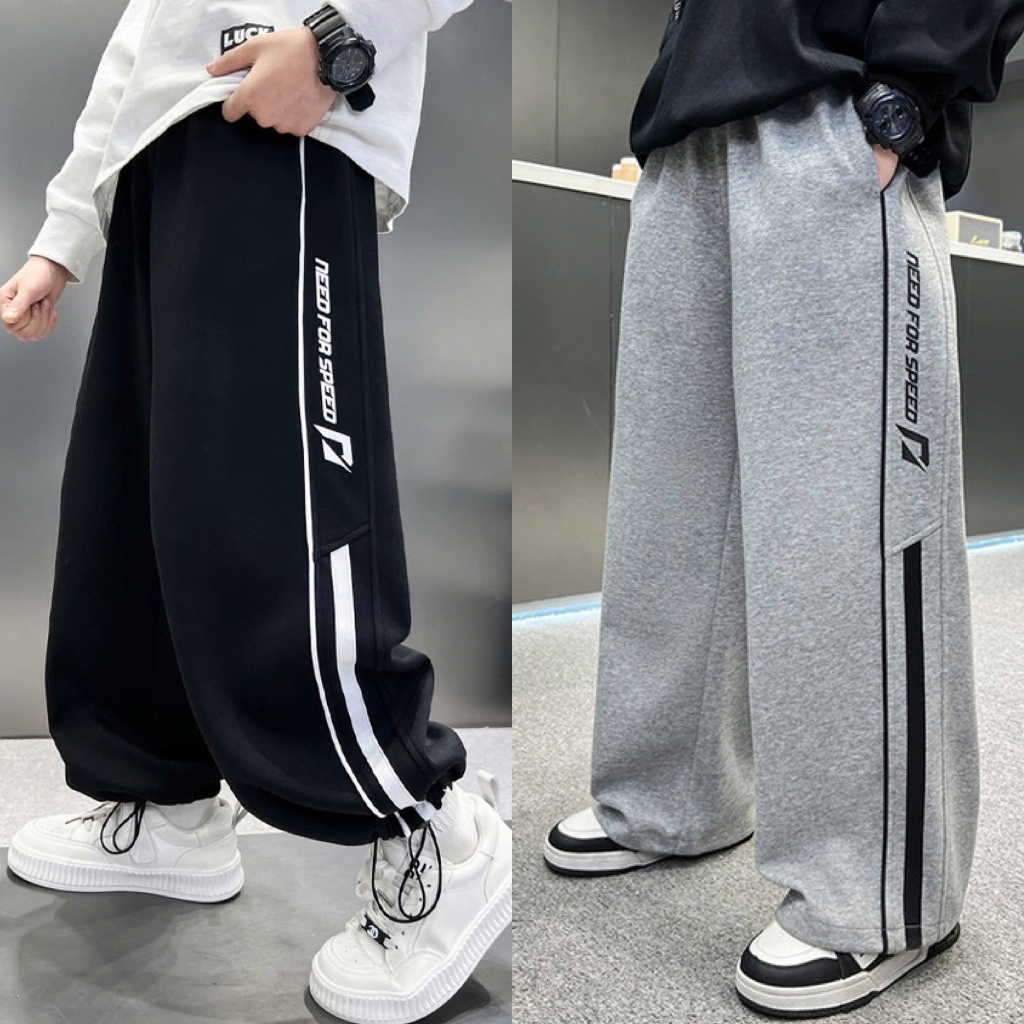 NANA CHAN - กางเกงขายาวสําหรับเด็กผู้ชาย BIG SIZE 120-170 กางเกงวอร์มเด็กแถบโลโก้ KAVOS KB152