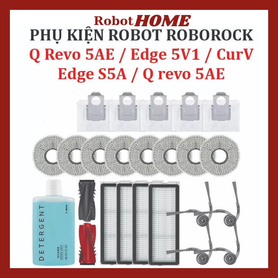 Roborock Q Revo 5AE อุปกรณ์เครื่องดูดฝุ่นหุ่นยนต์, Edge 5V1, S5A, hepa Filter, ผ้าขนหนู, แปรงกลาง, แ