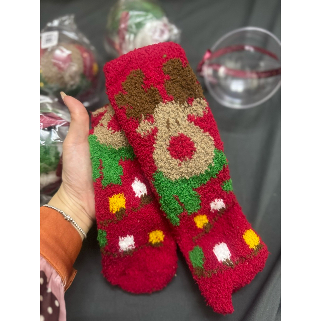 ลูกบอลถุงเท้าผ้าฝ้ายนุ่มคริสต์มาสลูกบอลถุงเท้าคริสต์มาสตลก