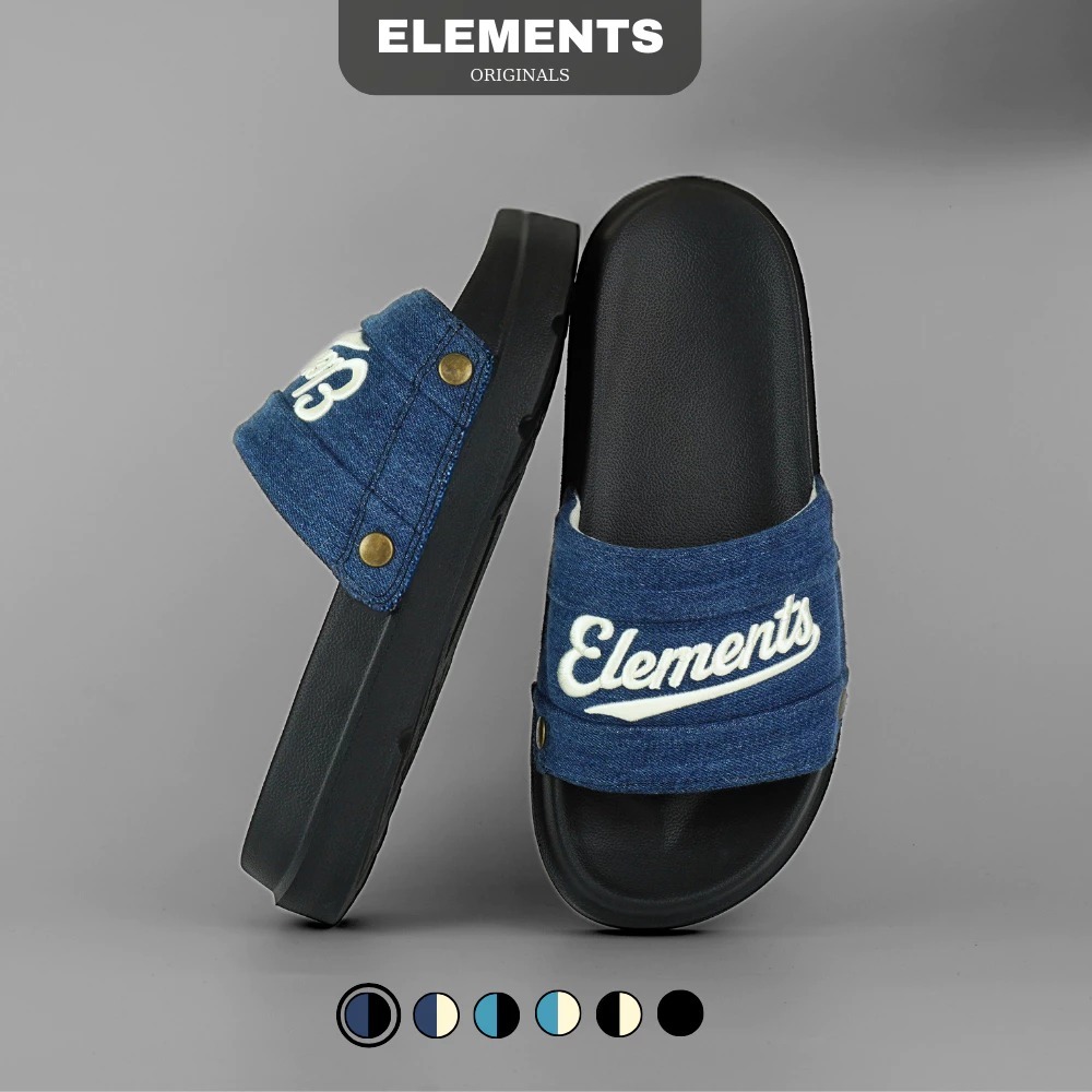 Ele Denim พื้นแบนสําหรับผู้ชายและผู้หญิง - (Slapper) - ELM Vintage Denim รองเท้าแตะ Unisex-sumi.shop