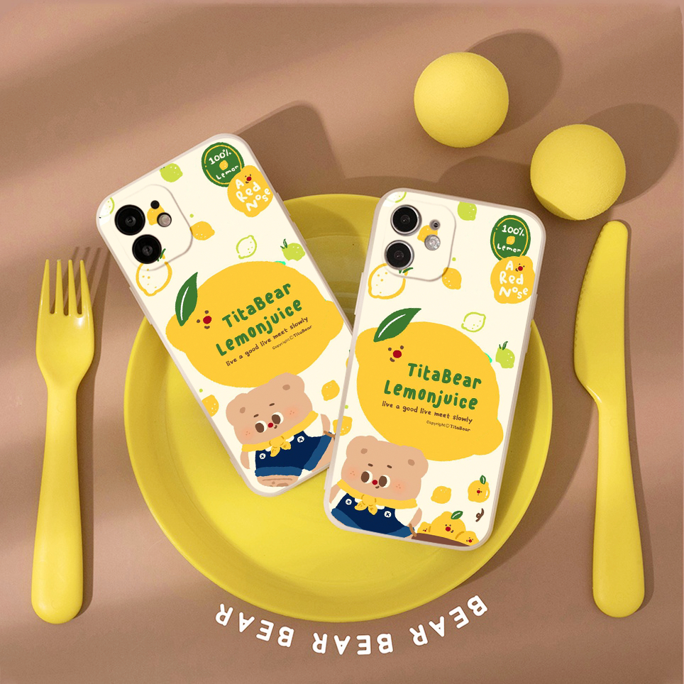 เคส iPhone สําหรับ Iphone 7 xs xr 11 12 13 14 15 16 17 Pro Max สีเหลือง Lemonjuice E9002