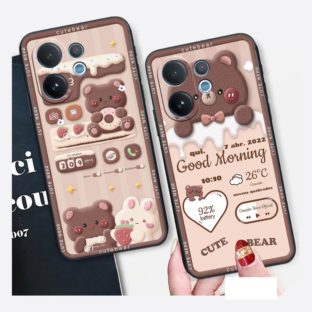 เคสสําหรับ Vivo V60 5G พิมพ์ลาย Brown - Pink Bear, Be@rick Bear, CUTEสุดๆ, CUTE