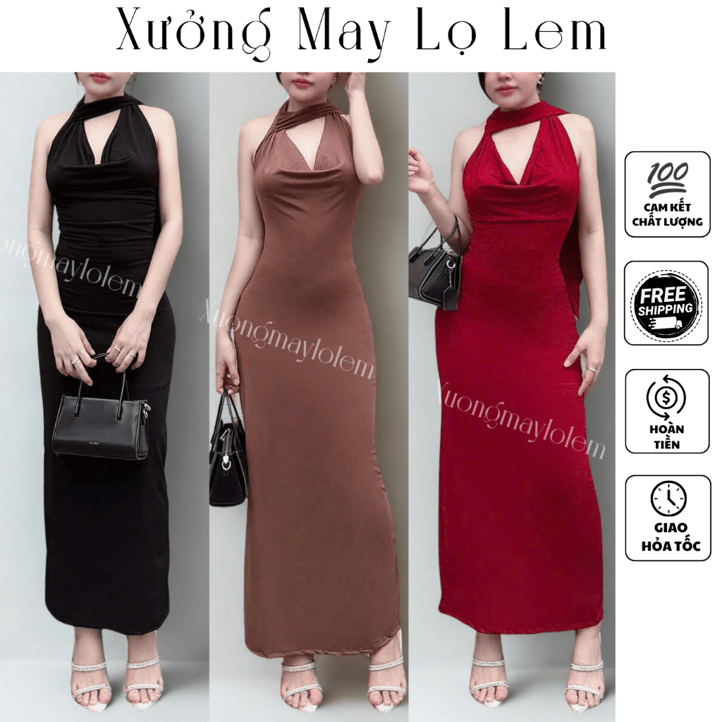 (HCMC EXPRESS) ชุดเดรสคอปก Do Larong ด้านหลังแยก K5369_XUONGMAYLOLEM