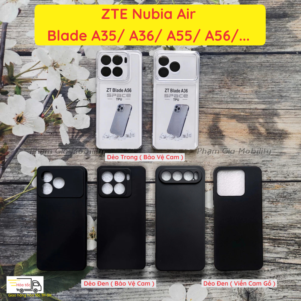 เคสสําหรับ ZTE Nubia Air/ Blade A76/ A56/ A55/ A36/ A35 4G 5G พลาสติกใส พลาสติกสีดําพร้อมขอบป้องกันสีส้มคุณภาพสูง