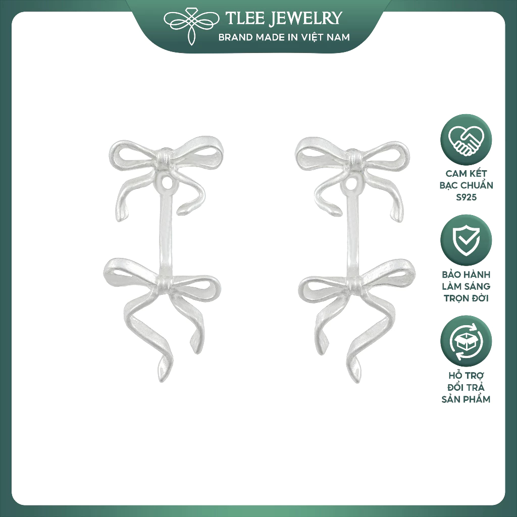[Painn]ต่างหูเงินผู้หญิงโบว์หยาบสีขาวน่ารัก JEWERY B0418