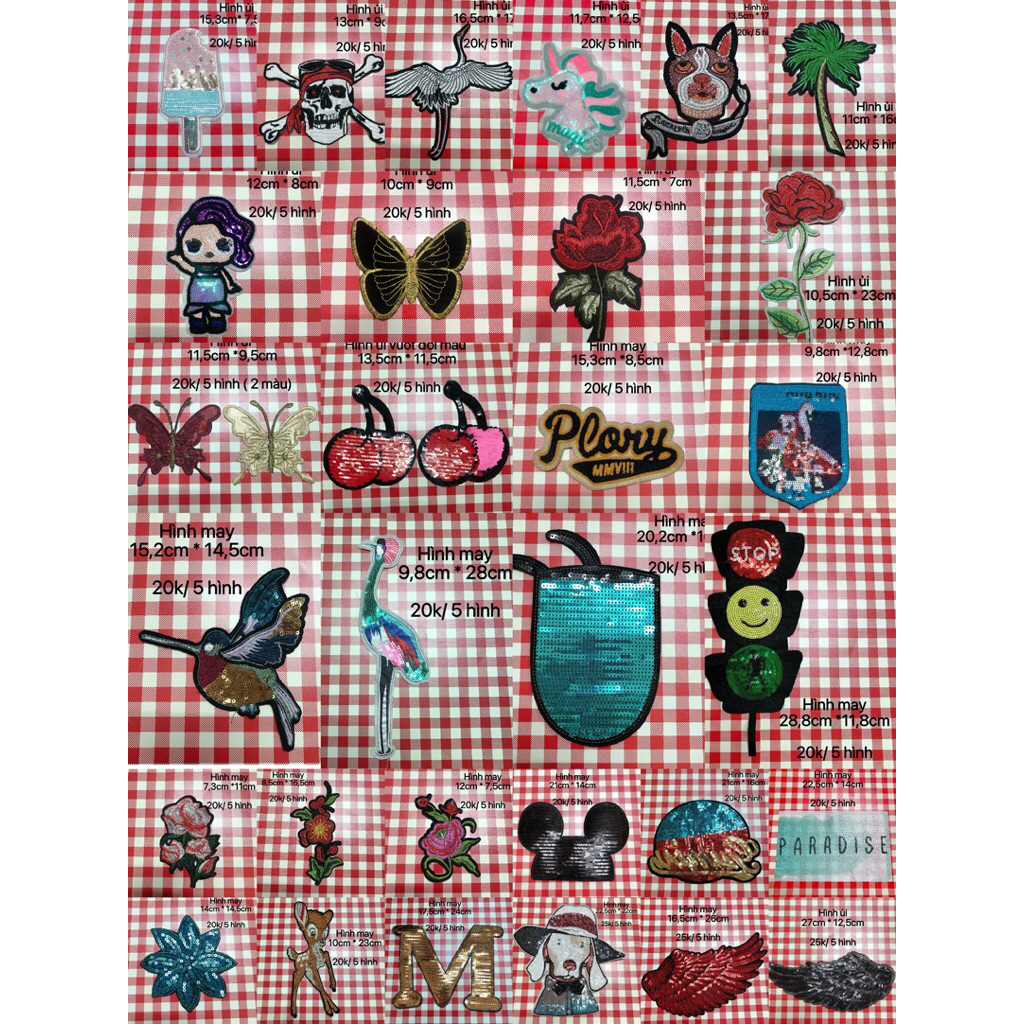 COMBO OF 5 PICTURES, SEWING SHAPES, สติ๊กเกอร์ตกแต่งเสื้อผ้า