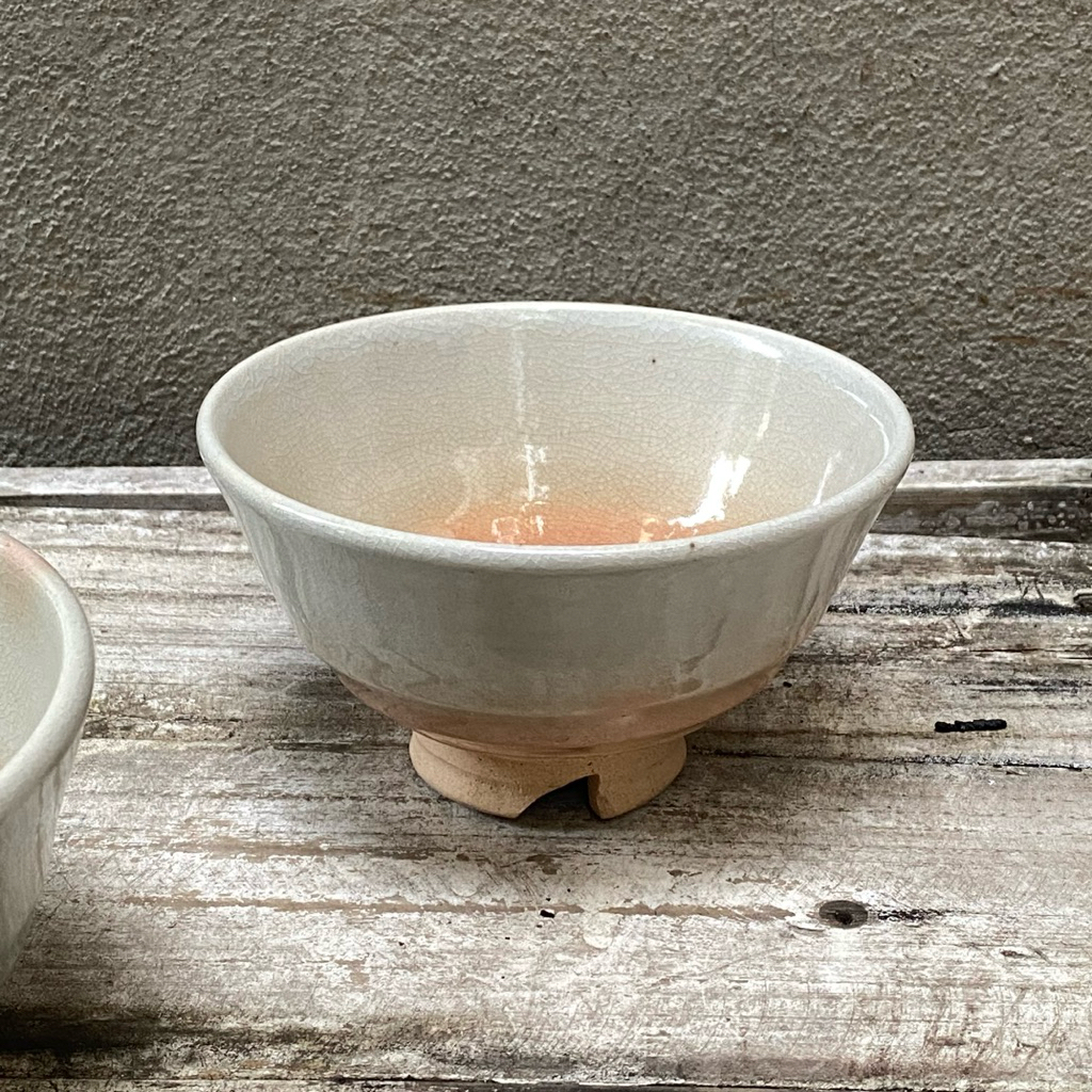 CHAWAN HAGI ENAMEL พร้อมอิฐเซรามิกญี่ปุ่น 2 ชิ้น