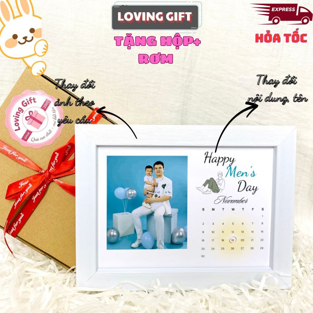 กรอบรูปออกแบบเองสําหรับเดือนพฤศจิกายน 19 Boy Day Mens Day – ของขวัญสากลสําหรับผู้ชาย,