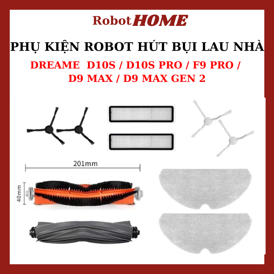 Dreame D10s / D10s Pro / F9 Pro / D9 Max / D9 Max Gen 2 อุปกรณ์เสริมหุ่นยนต์ | แปรงหลัก-แปรงด้านข้าง