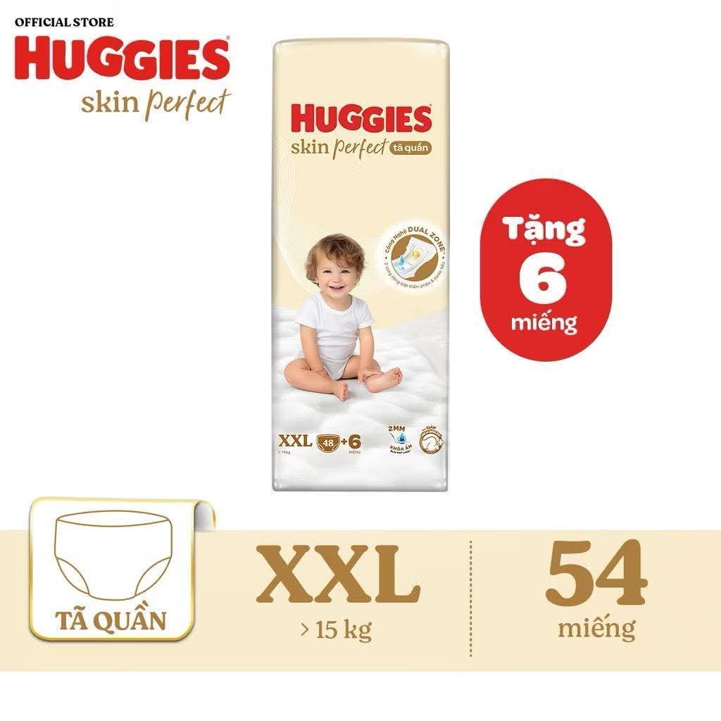 กางเกงผ้าอ้อม Huggies Skin Perfect XXL ไซส์ Super Jumbo 48+6 ชิ้น