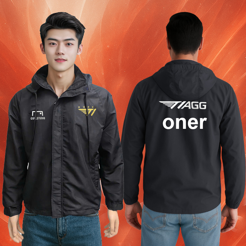 เสื้อกันลมสําหรับผู้ชายและผู้หญิง ผ้าทวิลล์ หมวกถอดได้ พิมพ์ลาย ONER Lien Quan T1