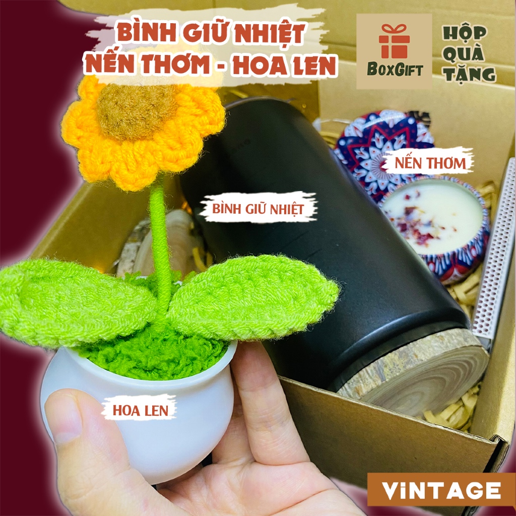 Gift Set FRAGRANCE CANDLE-WOOL FLOWERS เป็นของขวัญสําหรับคนรัก แฟน แฟน แฟน เพื่อนร่วมงาน - Box Gift