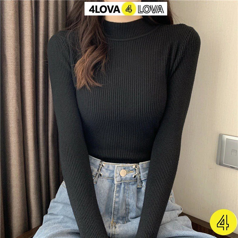 [Vo Ha Linh x 4LOVA4EVA] COMBO 2 4LOVA เสื้อสเวตเตอร์คอปก 3 นิ้วฤดูใบไม้ร่วงแขนยาวคอเต่าความร้อน สวย