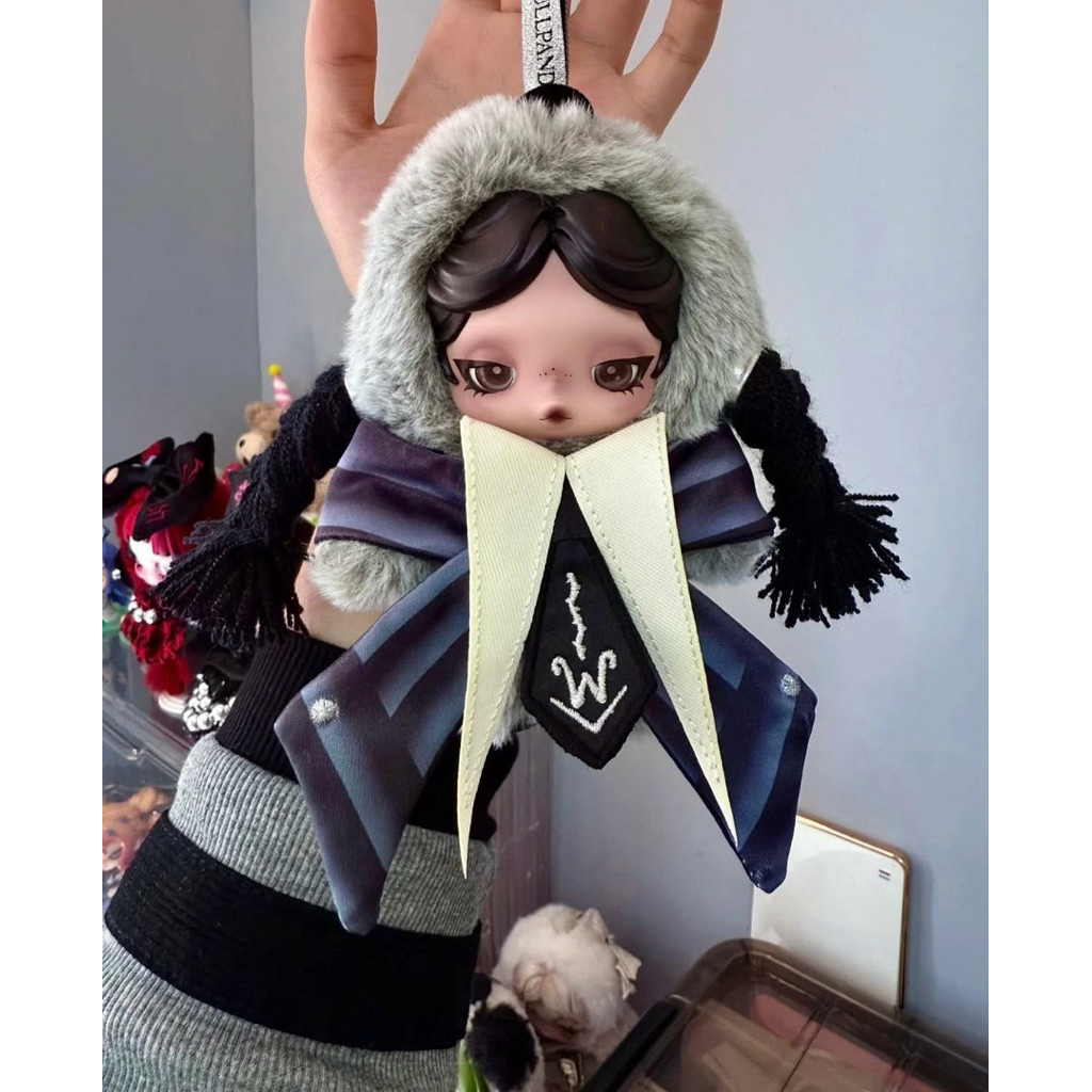 POPMART SKULLPANDA  WEDNESDAY COTTON KEYCHAIN (GENUINE AVAILABLE HN)