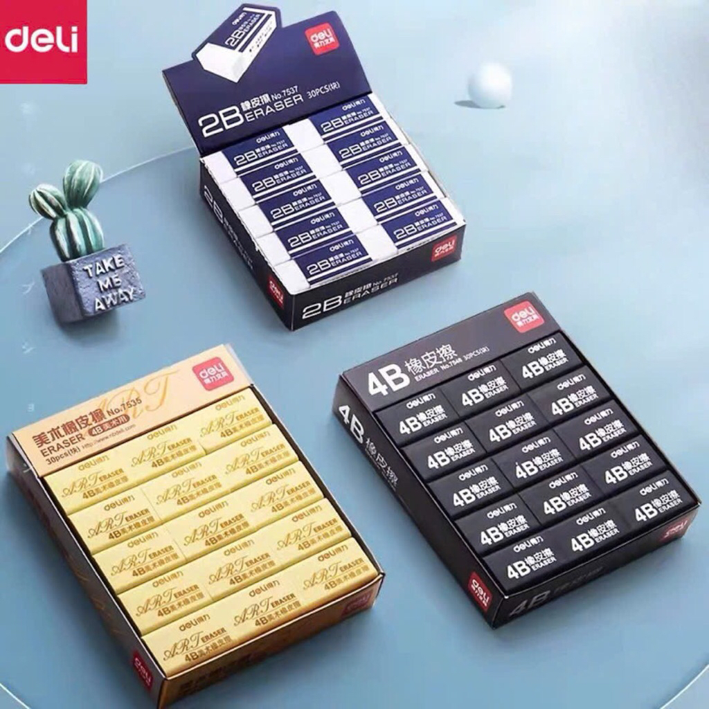[FIRE] Deli Eraser - Super Clean, Less Crumbs - ใช้สําหรับข้อสอบหลายทางเลือก & Fine Arts 4B