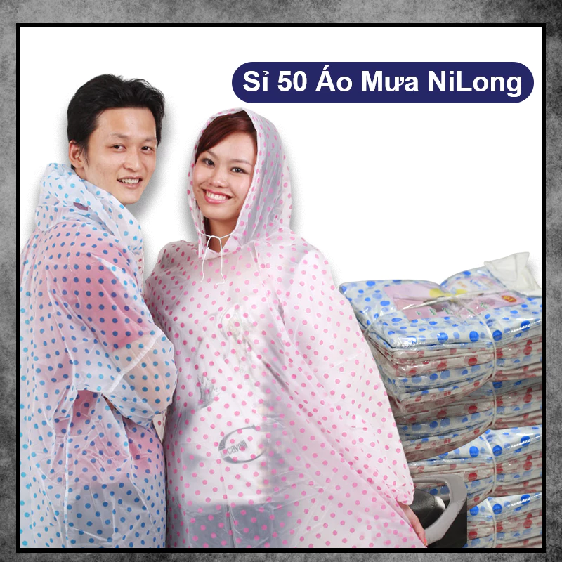 ชุดเสื้อกันฝนผ้าไนล่อน ลายจุดและสีทึบ ใช้ซ้ำได้ 50 ชุด - รูปที่ 1