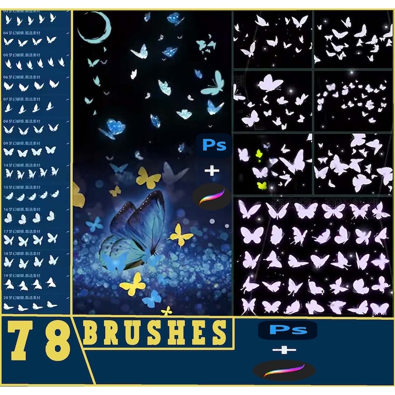 78 Butterfly Seals: Procreate Brush & Photoshop