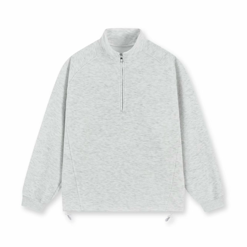 HALF-ZIP Boxy Form 2-Skin เสื้อกันหนาวมีเชือกรูดสําหรับผู้ชายและผู้หญิง ของแท้ Shop No. 23 [ks83]