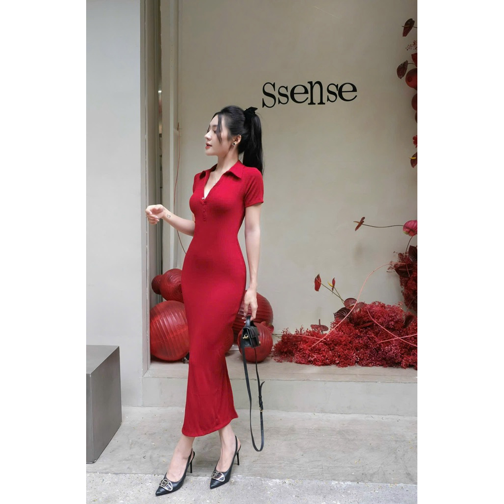 ชุดเดรสบอดี้คอนคอโบโลแขนสั้นน่ารักHKT2T-Store