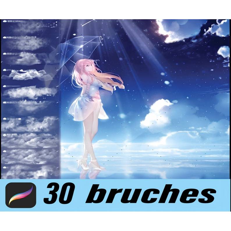 Cloud Procreate Brush: 30 Cloud Sky Seals