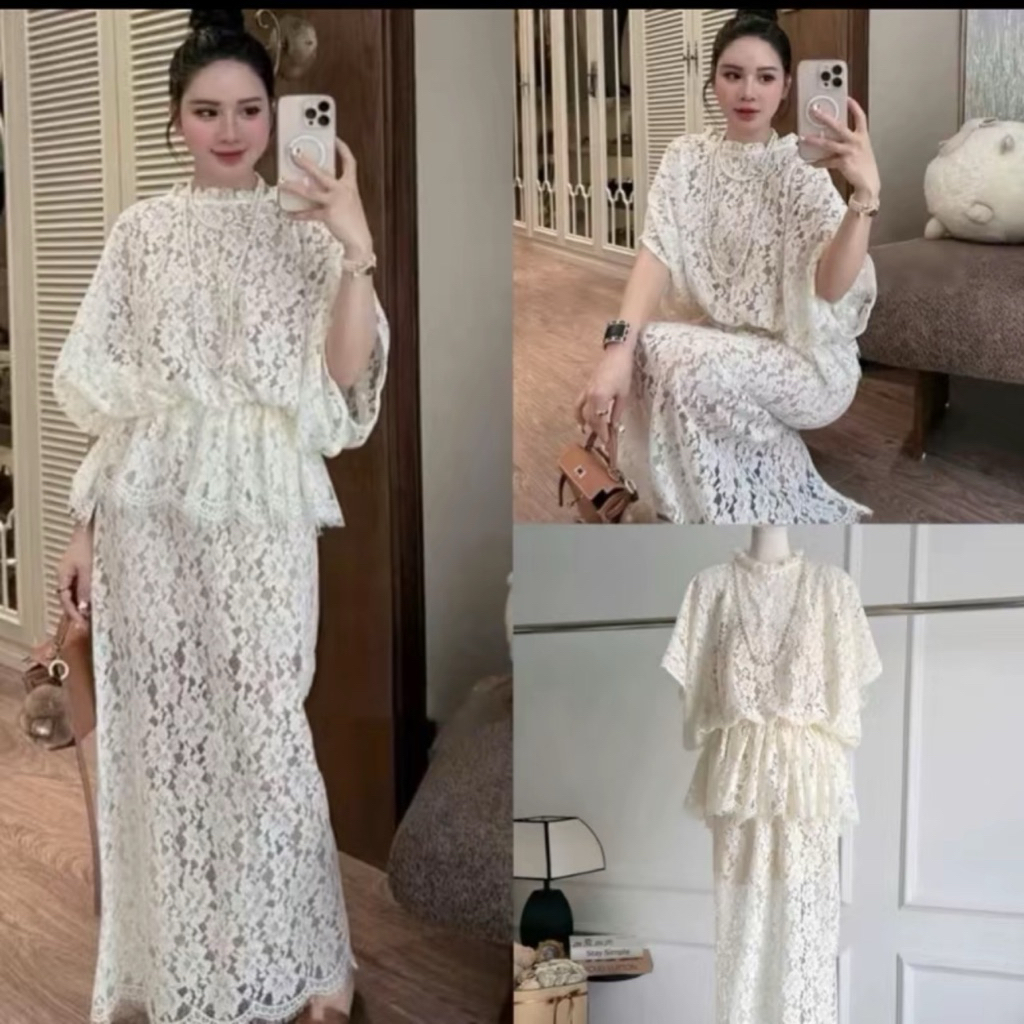 [BIG SIZE FAT CAT] SET OF 3 FLOWER LACE BAT SLEEVES - ชุด 2-STRING - ลูกไม้ปลาหางกระโปรง BIGSIZE FOR