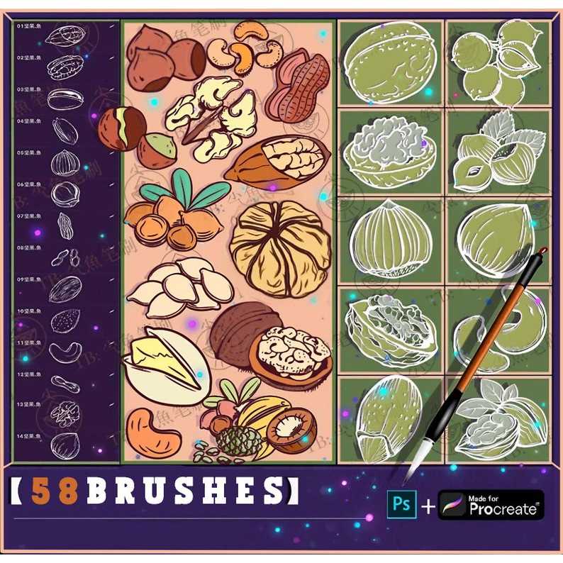 Nuts Line Brush สําหรับ Procreate & Photoshop (58)