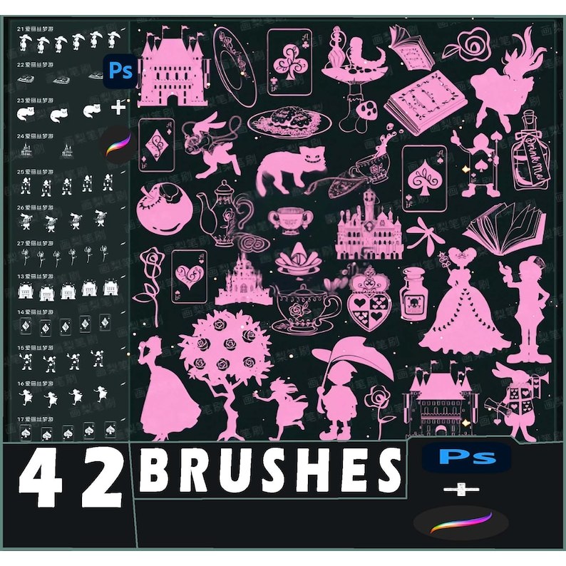 Alice Palm in Wonderland: Brush Procreate Fairy Tales & Photoshop