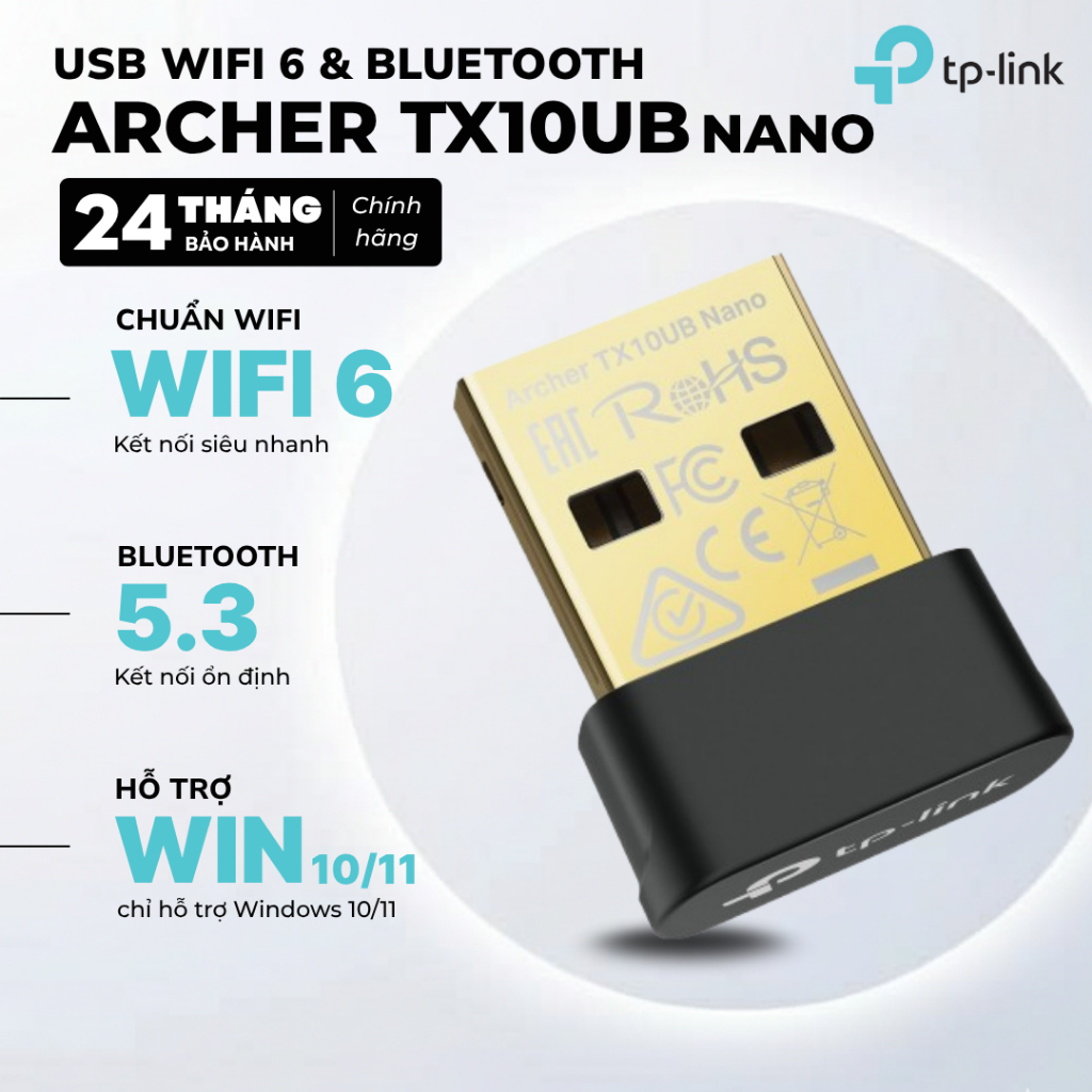 USB WiFi & Bluetooth TP-Link Archer TX10UB Nano | AX1800 มาตรฐาน บลูทูธ 5.3 ดูอัลแบนด์ Win10/11